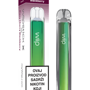 Wiipstick X jednokratna vape e-cigareta, okus Fizzy Cherry Blackberry, zelena boja, do 700 povlačenja, uz pakiranje s upozorenjem o nikotinu.